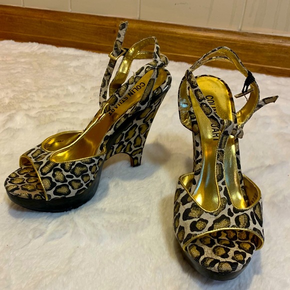 Colin Stuart Cheetah Print Platform Wedge Platform Women’s Heels - Picture 4 of 7